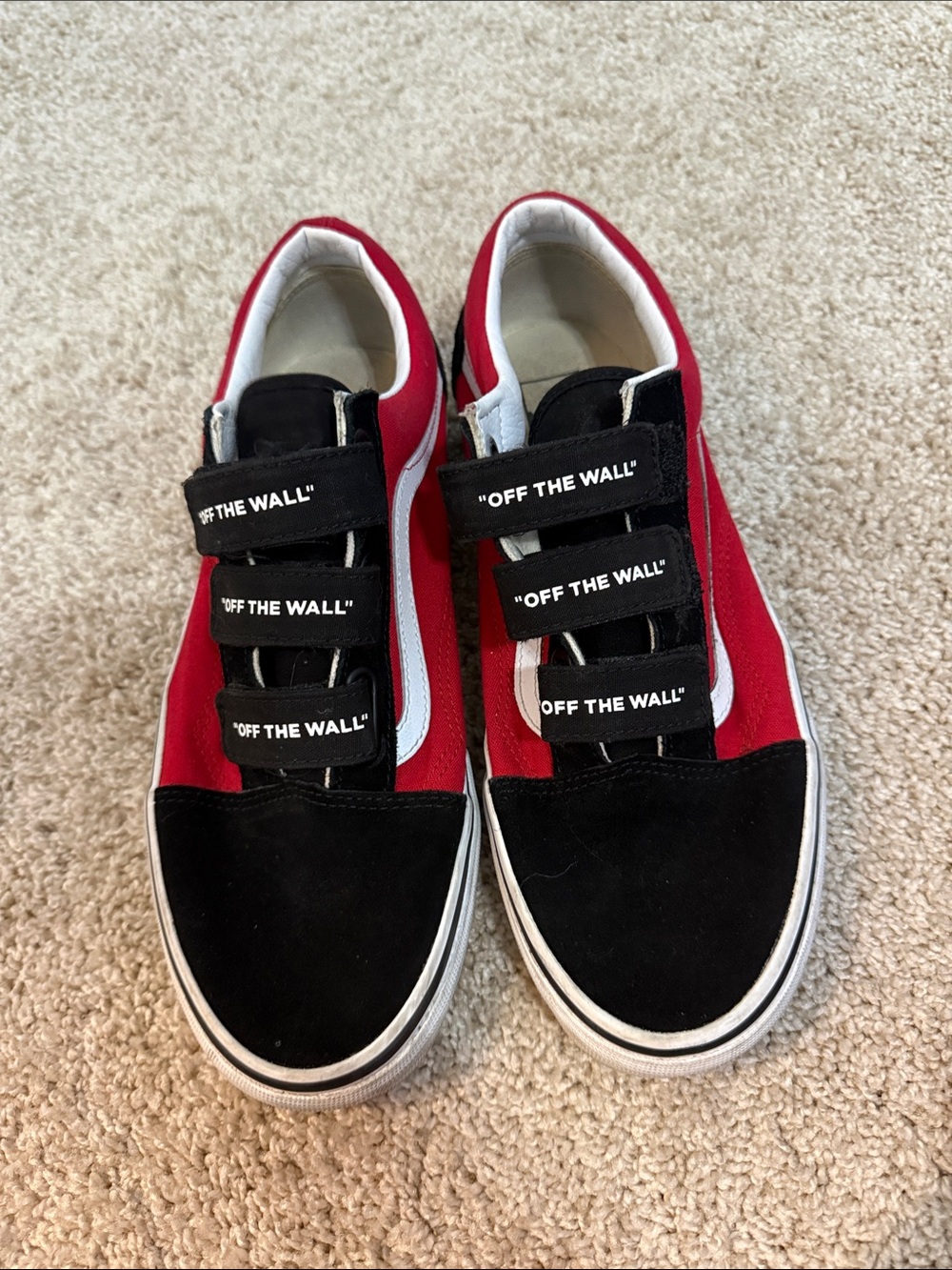 Red and Black Skate Sneakers with Hook-and-Loop Straps